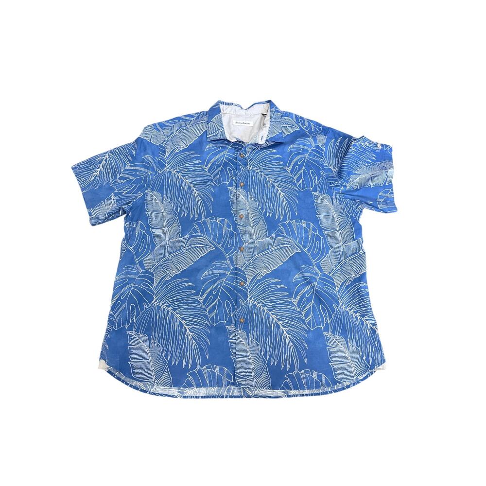 Tommy bahama blue tropical XXXL button front shirt cotton blend resort vacation